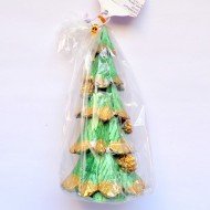 Новогодняя свеча елка с зол. шишками 7,5х7х14,5см